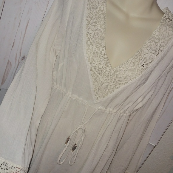 Boston Proper • 100% Cotton Boho Long Duster Length Maxi Beach Crochet Dress 12 - Picture 5 of 8